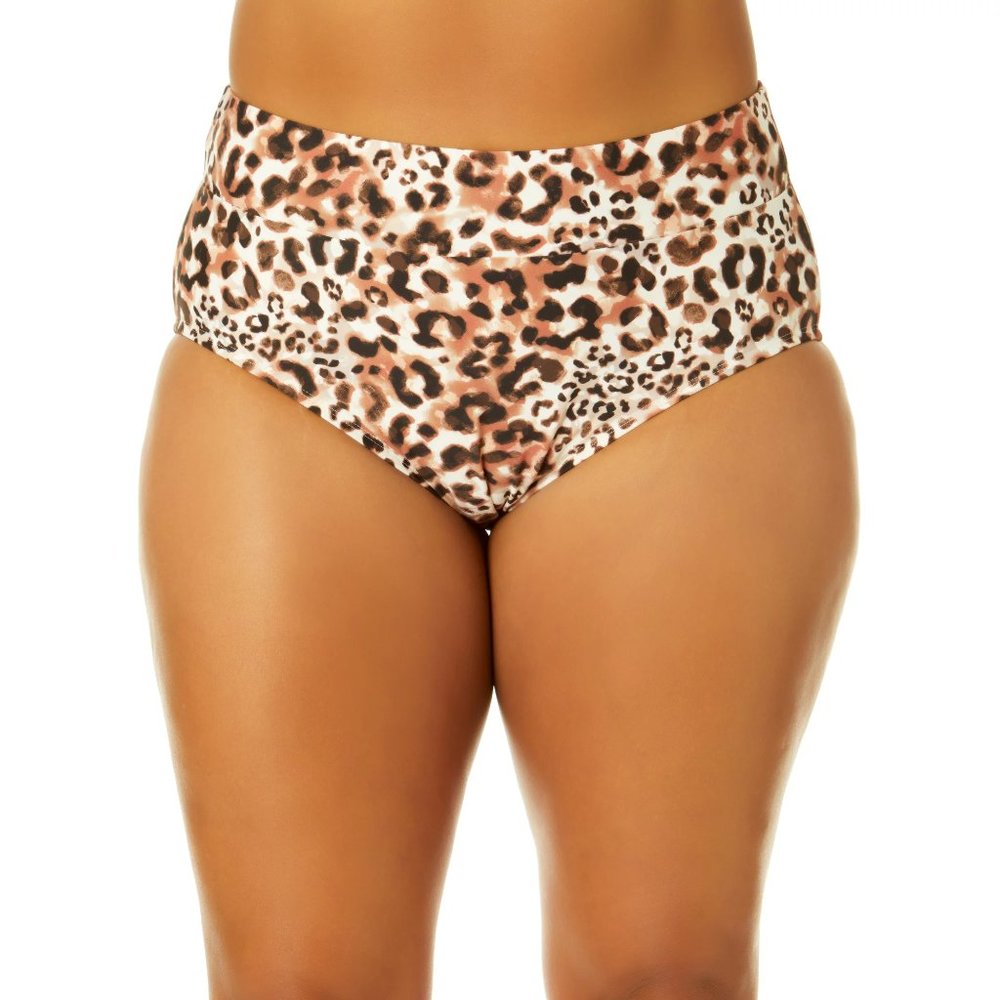 Women's Plus Size Leopard Print High Waist Bikini Bottoms
